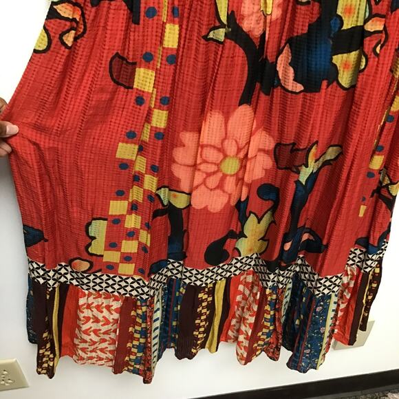 Anthropologie Verb by Pallavi Singhee Womens Red Floral Cayenne Midi Dress 10P - Picture 9 of 12